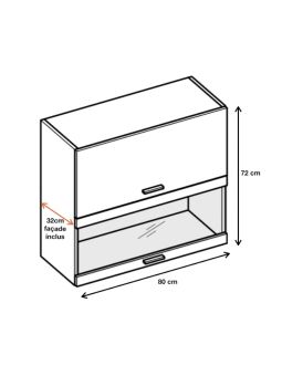 Meuble haut de cuisine Bellissi Blanc 2 portes relevables avec vitre opaque L 80 cm