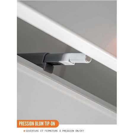 Meuble haut de cuisine Bellissi Blanc 2 portes relevables avec vitre opaque L 90 cm