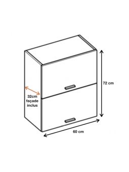 Meuble haut de cuisine Bellissi Blanc 2 portes relevables L 60 cm