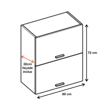 Meuble haut de cuisine Bellissi Blanc 2 portes relevables L 60 cm