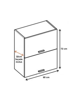 Meuble haut de cuisine Bellissi Blanc 2 portes relevables L 80 cm