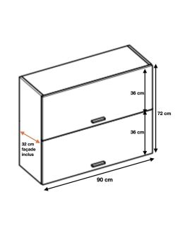 Meuble haut de cuisine Bellissi Blanc 2 portes relevables L 90 cm