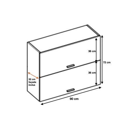 Meuble haut de cuisine Bellissi Blanc 2 portes relevables L 90 cm