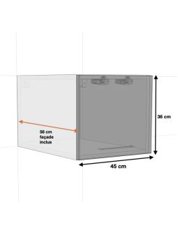 Meuble haut grande profondeur de cuisine Bellissi Blanc 1 porte relevable L 45 cm