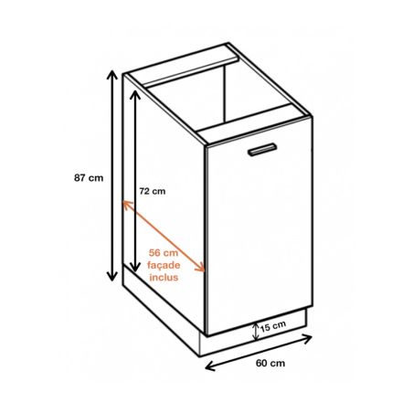 Meuble îlot de cuisine Bellissi Blanc 1 porte L 60 cm