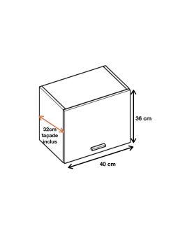 Meuble haut SLIM de cuisine Bellissi Blanc 1 porte relevable L 40 cm