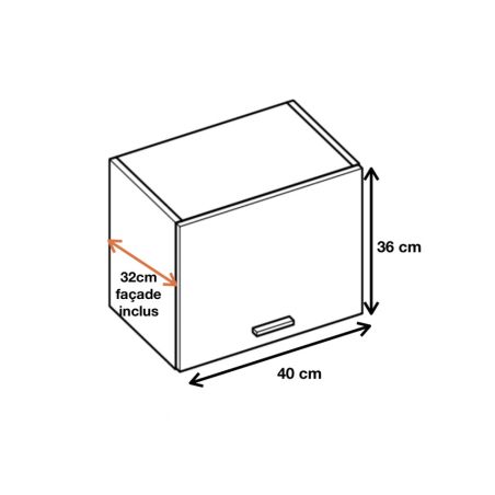 Meuble haut SLIM de cuisine Bellissi Blanc 1 porte relevable L 40 cm