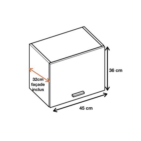 Meuble haut SLIM de cuisine Bellissi Blanc 1 porte relevable L 45 cm