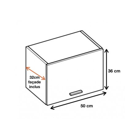 Meuble haut SLIM de cuisine Bellissi Blanc 1 porte relevable L 50 cm