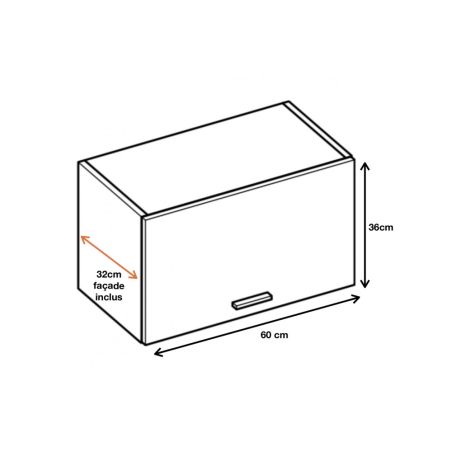 Meuble haut SLIM de cuisine Bellissi Blanc 1 porte relevable L 60 cm