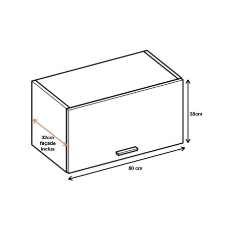 Meuble haut SLIM de cuisine Bellissi Blanc 1 porte relevable L 80 cm