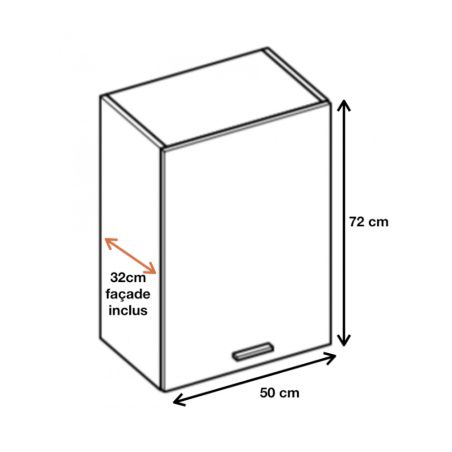 Meuble haut de cuisine Bellissi Blanc 1 porte L 50 cm