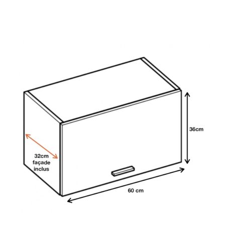 Meuble haut de cuisine Eco Blanc 1 porte relevable L 60 cm