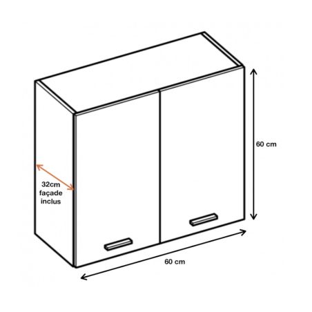 Meuble haut de cuisine Eco Blanc 2 portes L 60 cm