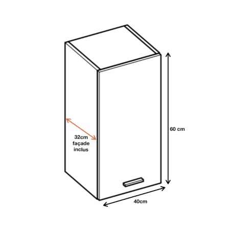 Meuble haut de cuisine Eco Blanc 1 porte L 40 cm