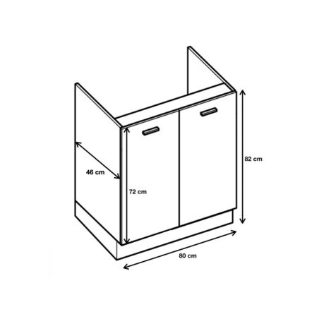 Meuble sous-évier Eco Blanc 2 portes L 80 cm