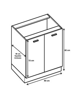 Meuble bas de cuisine Eco Blanc 2 portes L 60 cm