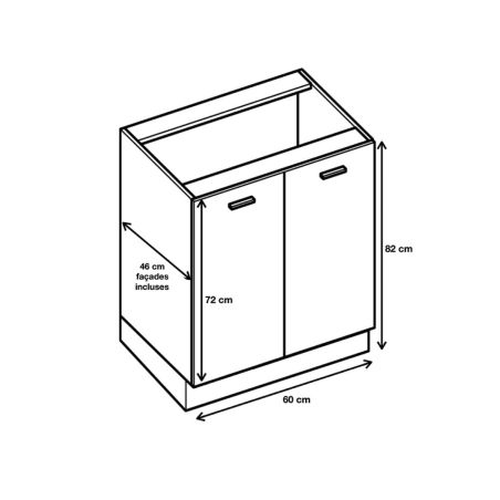 Meuble bas de cuisine Eco Blanc 2 portes L 60 cm