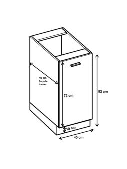 Meuble bas de cuisine Eco Blanc 1 porte L 40 cm