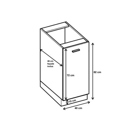 Meuble bas de cuisine Eco Blanc 1 porte L 40 cm