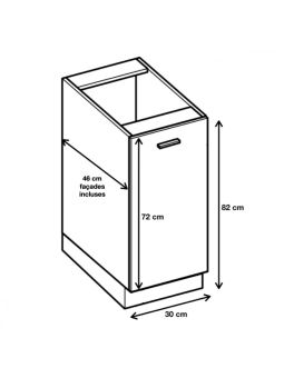 Meuble bas de cuisine Eco Blanc 1 porte L 30 cm