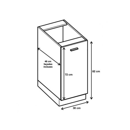 Meuble bas de cuisine Eco Blanc 1 porte L 30 cm