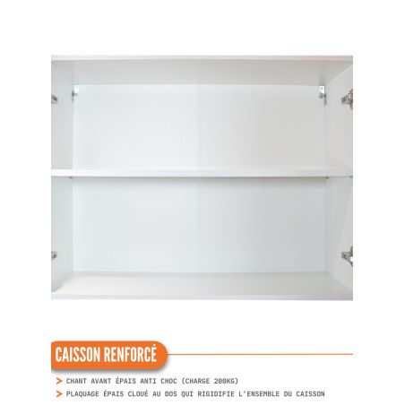 Meuble haut de cuisine Eco Blanc 2 portes L 60 cm