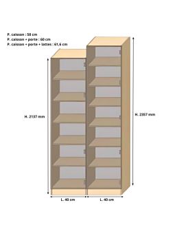 Dressing Armadio - armoire avec étagères - Largeur 40 cm - Sans Façade