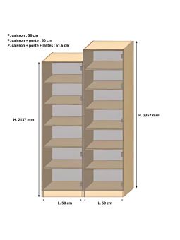 Dressing Armadio - armoire avec étagères - Largeur 50 cm - FaçadeBlanc laqué