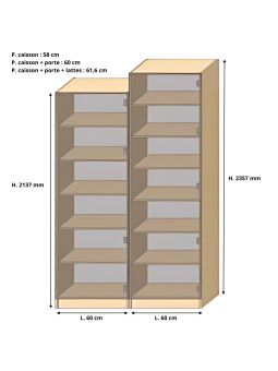 Dressing Armadio - armoire avec étagères - Largeur 60 cm - FaçadeBlanc laqué