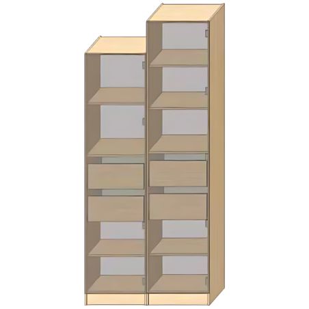 Dressing Armadio - armoire avec étagères et 2 tiroirs - Largeur 40 cm - FaçadeBéton naturel