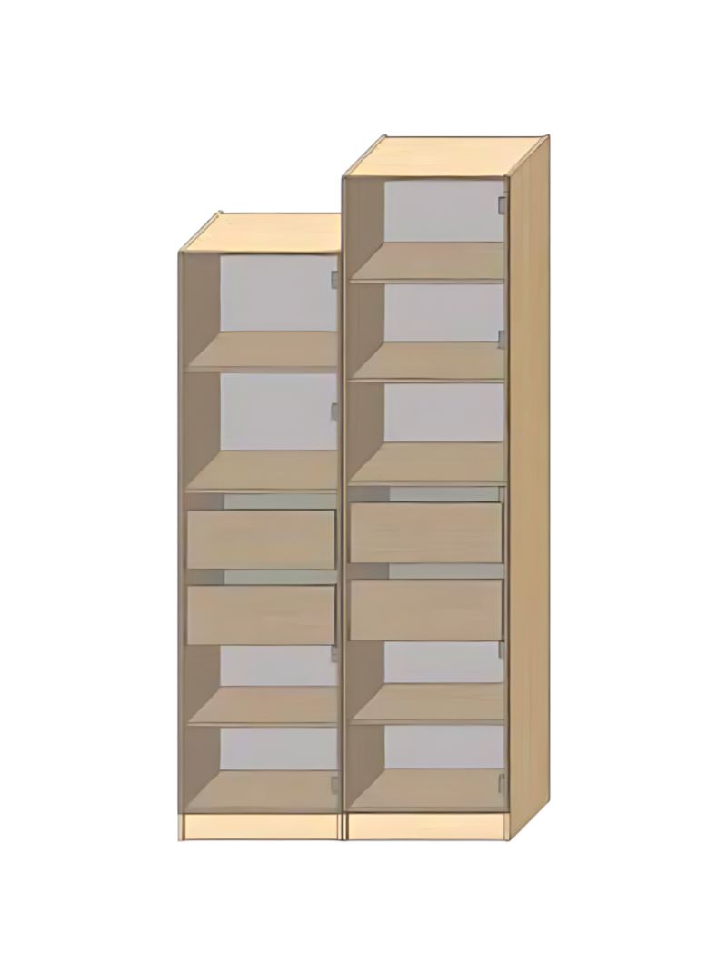 Dressing Armadio - armoire avec étagères et 2 tiroirs - Largeur 50 cm - FaçadeBlanc laqué