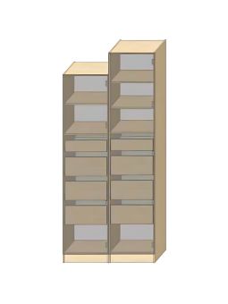 Dressing Armadio - armoire avec étagères et 4 tiroirs - Largeur 40 cm - Sans Façade