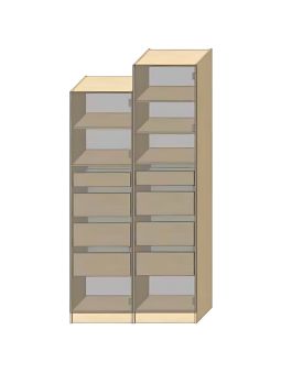 Dressing Armadio - armoire avec étagères et 4 tiroirs - Largeur 50 cm - Sans Façade