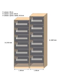 Dressing Armadio - armoire avec tiroirs éclairés - Largeur 60 cm - Sans Façade