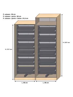 Dressing Armadio - armoire à chaussures - Largeur 80 cm - FaçadeDécor bois chêne brut