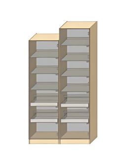 Dressing Armadio - armoire avec étagèress coulissantes et 2 étagèress à chaussures - Largeur 60 cm - Sans Façade