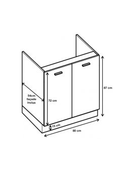 Meuble sous-évier Lovia Vanille Mat 2 portes L 80 cm