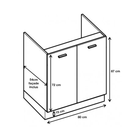 Meuble sous-évier Lovia Vanille Mat 2 portes L 80 cm