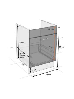 Meuble sous-évier Lovia Vanille Mat 1 porte coulissante L 60 cm