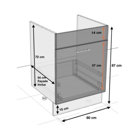 Meuble sous-évier Lovia Vanille Mat 1 porte coulissante L 60 cm