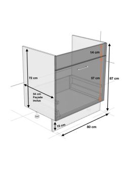 Meuble sous-évier Lovia Vanille Mat 1 porte coulissante L 80 cm