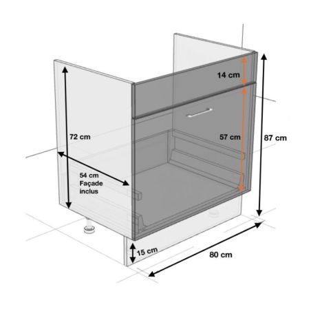 Meuble sous-évier Lovia Vanille Mat 1 porte coulissante L 80 cm