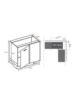 Meuble d'angle bas Lovia Vanille Mat 1 porte L 105 cm