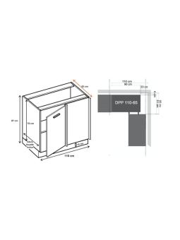 Meuble d'angle bas Lovia Vanille Mat 1 porte L 110 cm