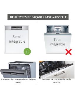 Façade pour lave-vaisselle semi intégrable Vanille Mat L 45 cm