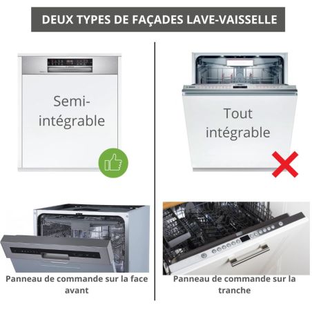 Façade pour lave-vaisselle semi intégrable Vanille Mat L 45 cm