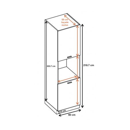 Colonne de cuisine pour four encastrable Lovia Vanille Mat 2 portes L 60 cm