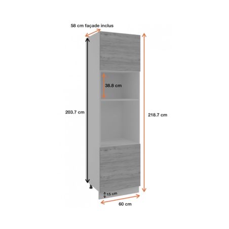 Colonne de cuisine pour micro-onde et four encastrable Lovia Vanille Mat 2 portes L 60 cm