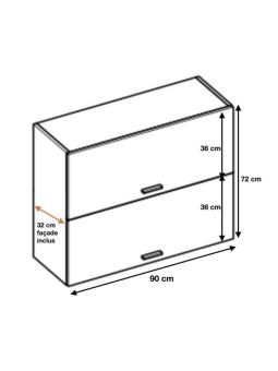 Meuble haut de cuisine Lovia Vanille Mat 2 portes relevables L 90 cm